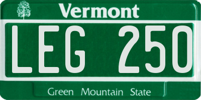 VT license plate LEG250