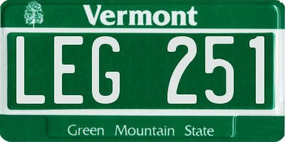 VT license plate LEG251