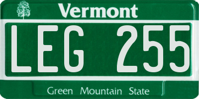 VT license plate LEG255