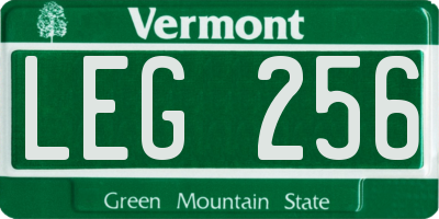 VT license plate LEG256
