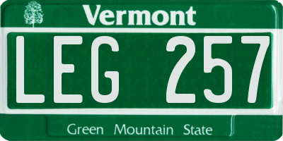 VT license plate LEG257