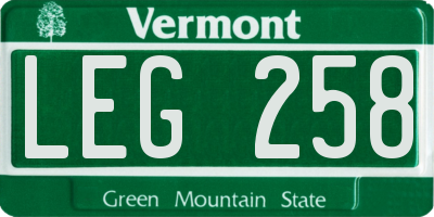 VT license plate LEG258