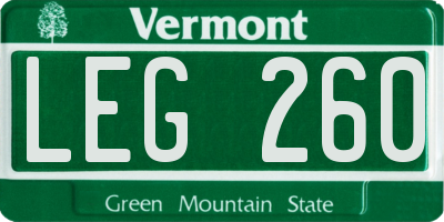VT license plate LEG260