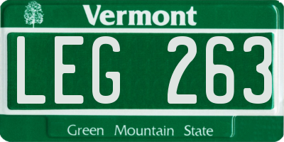 VT license plate LEG263