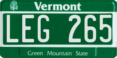 VT license plate LEG265