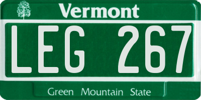 VT license plate LEG267