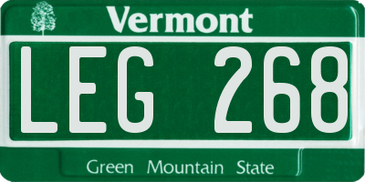 VT license plate LEG268