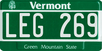 VT license plate LEG269