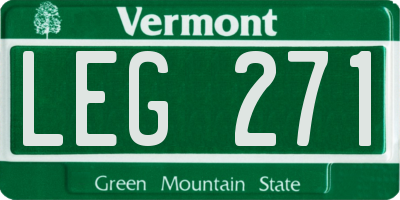 VT license plate LEG271