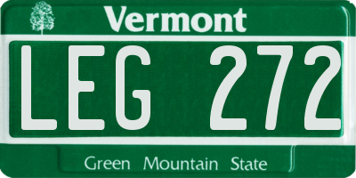 VT license plate LEG272