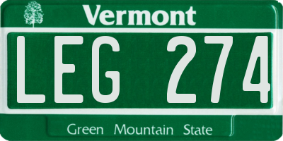 VT license plate LEG274