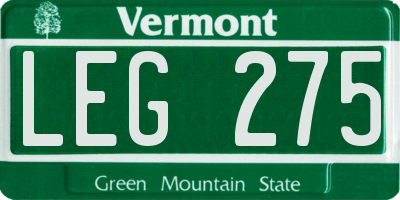 VT license plate LEG275