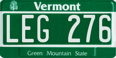 VT license plate LEG276