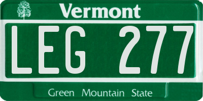 VT license plate LEG277