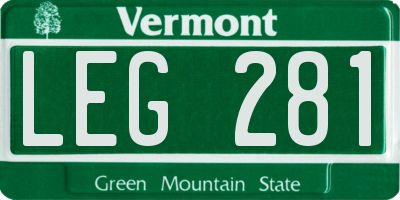 VT license plate LEG281
