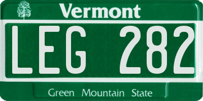 VT license plate LEG282