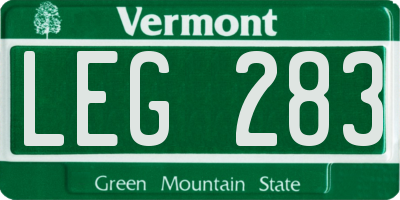 VT license plate LEG283