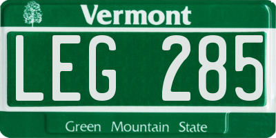 VT license plate LEG285