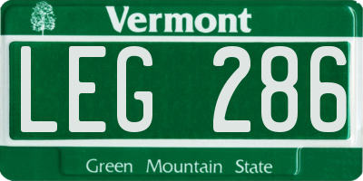 VT license plate LEG286