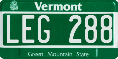 VT license plate LEG288