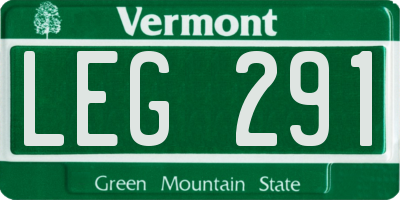 VT license plate LEG291