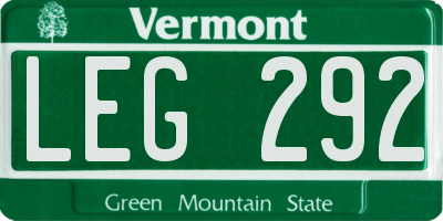 VT license plate LEG292