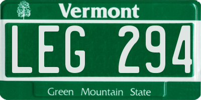 VT license plate LEG294