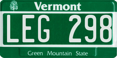 VT license plate LEG298