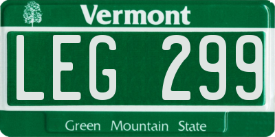 VT license plate LEG299