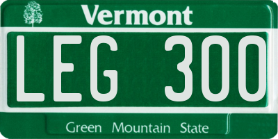 VT license plate LEG300