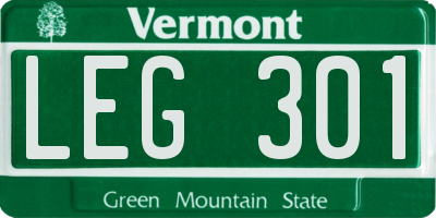 VT license plate LEG301