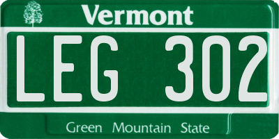 VT license plate LEG302