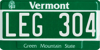 VT license plate LEG304
