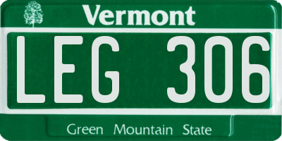 VT license plate LEG306