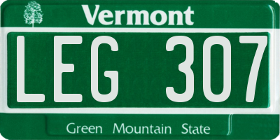 VT license plate LEG307