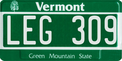 VT license plate LEG309