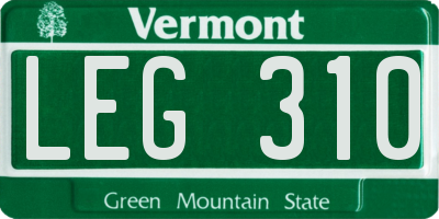 VT license plate LEG310