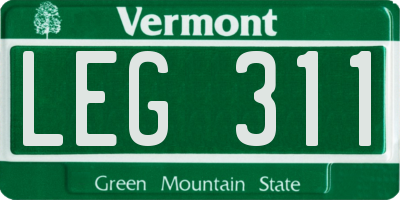 VT license plate LEG311