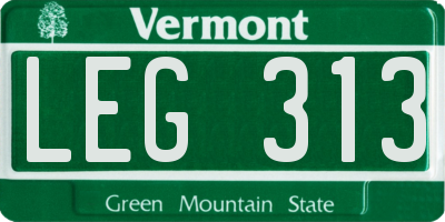 VT license plate LEG313