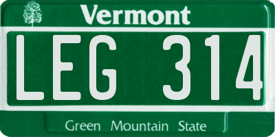 VT license plate LEG314