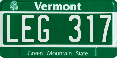 VT license plate LEG317