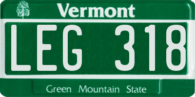 VT license plate LEG318