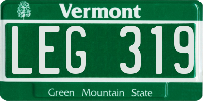 VT license plate LEG319