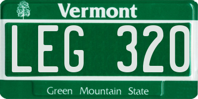VT license plate LEG320