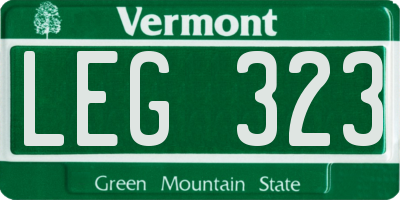 VT license plate LEG323