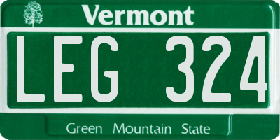 VT license plate LEG324