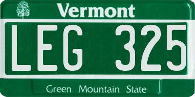 VT license plate LEG325
