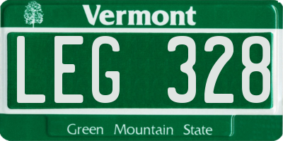 VT license plate LEG328