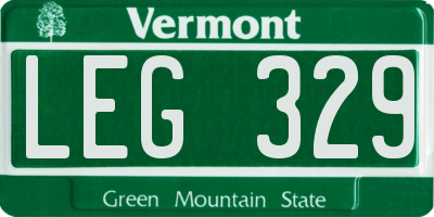 VT license plate LEG329