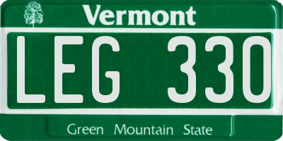 VT license plate LEG330